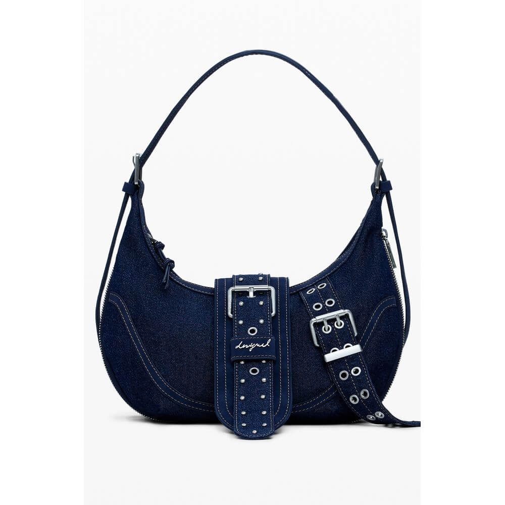 Desigual Blue Cotton Women Handbag with adjustable strap and internal pocket, showcasing elegant design and vibrant color.