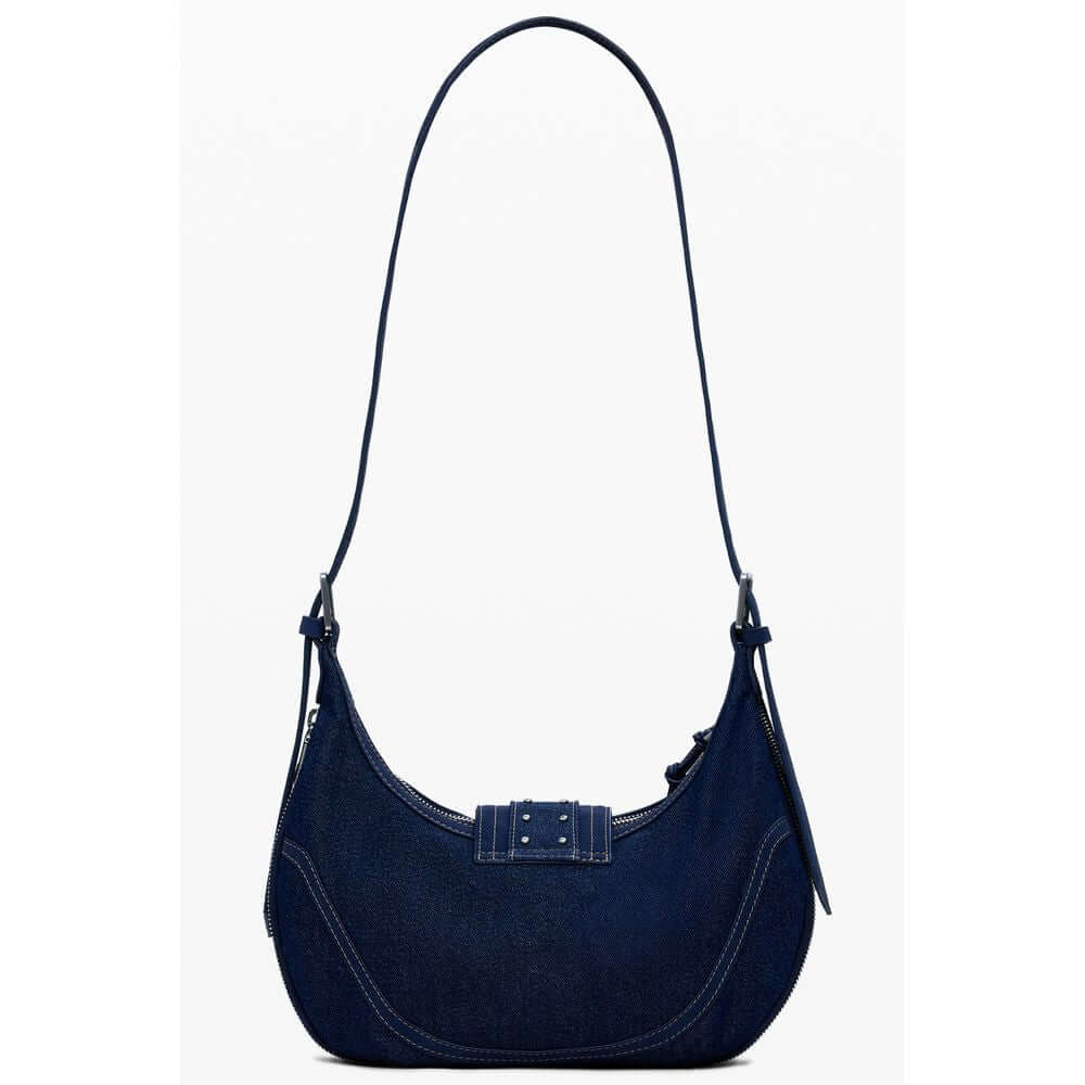 Desigual Blue Cotton Women Handbag with adjustable shoulder strap and internal pocket.