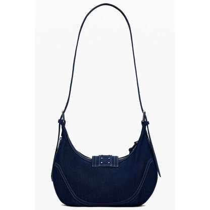 Desigual Blue Cotton Women Handbag with adjustable shoulder strap and internal pocket.