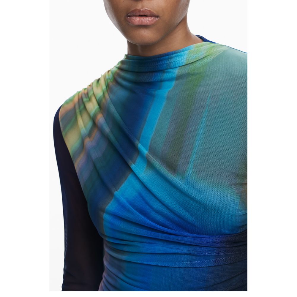 Desigual Blue Polyester Women Dress with vibrant patterns and elegant design, perfect for making a statement.