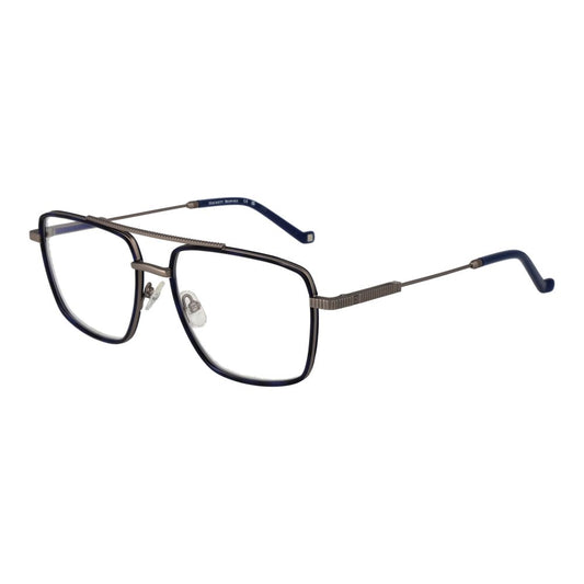 Hackett Gray Men Glasses Frame in gunmetal full-rim metal with demo plastic lenses, size 55-17-145, aviator style.