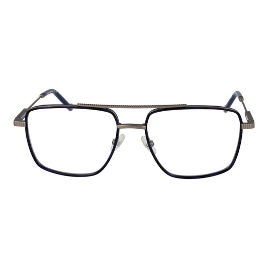 Hackett Gray Men Glasses Frame in gunmetal full-rim aviator style with demo lenses and metal frame, size 55-17-145.