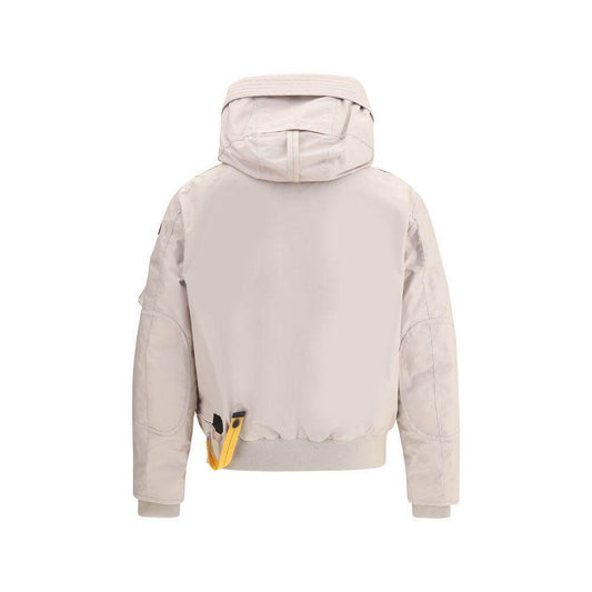 Back view of Parajumpers Gobi bomber Jacket in beige with hood and ribbed cuffs
