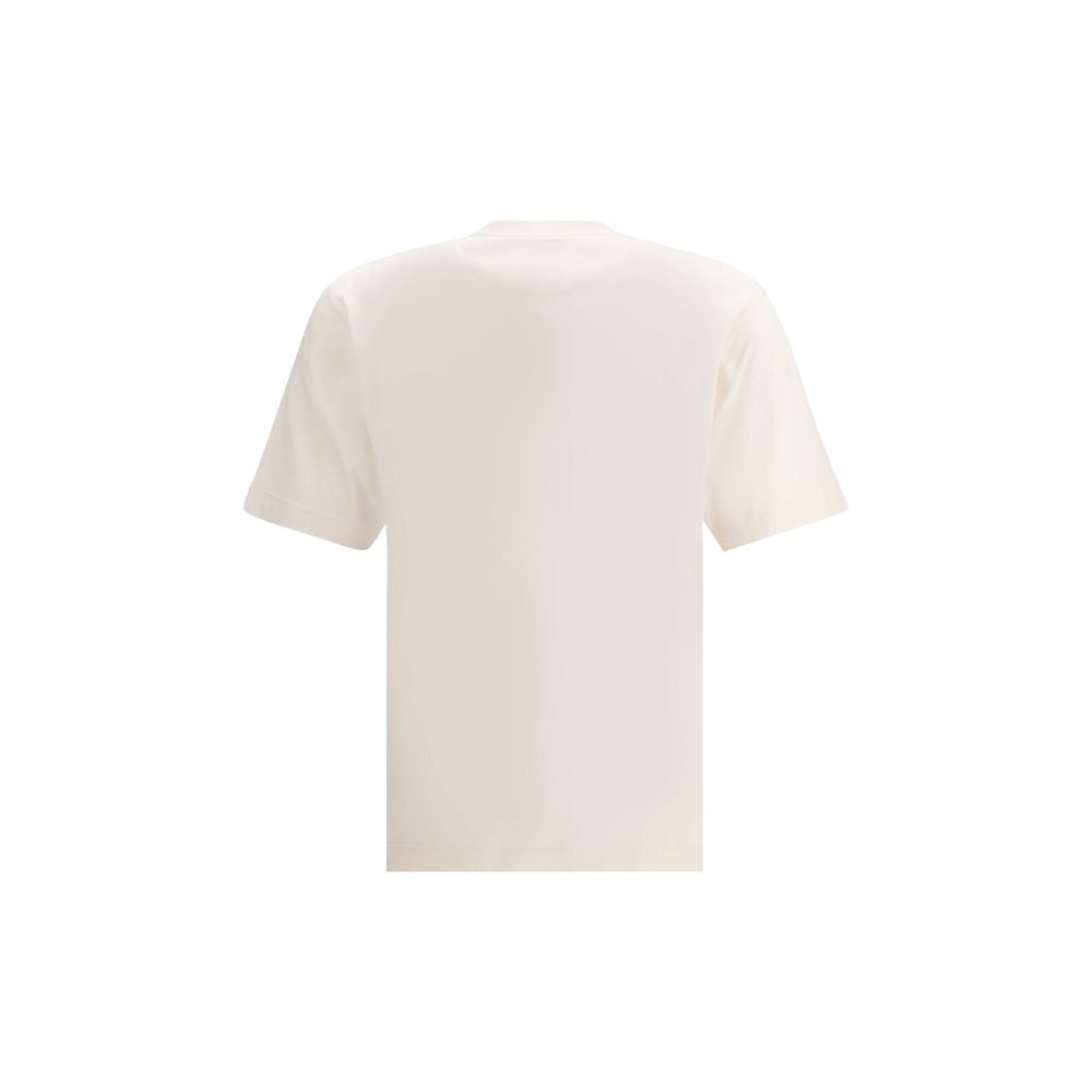 Back view of Fendi White Cotton T-Shirt with crew neck and iconic Fendi print, perfect for a casual look.