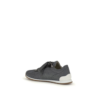 Brunello Cucinelli Gray Fleece Wool Athletic Sneakers