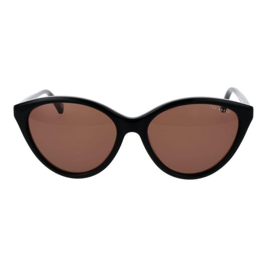 Ted Baker Black Women Sunglass in cat eye style with brown plastic lenses and full-rim black acetate frame for 100% UVA & UVB protection.