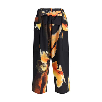 Y-3 Multicolor Polyethylene Cargo Pants with adjustable hems, elastic waistband, and large cargo pockets, showing sporty aesthetics.