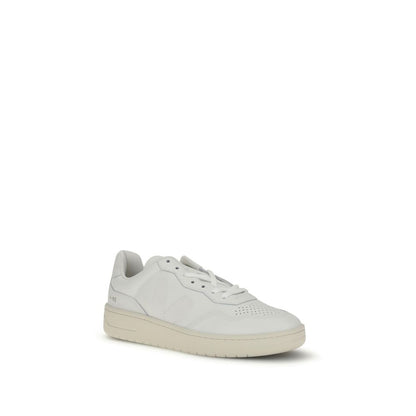 Veja White Leather Low Top Sneakers with round toe, lace-up closure, side V logo, and contrasting back logo for modern style.