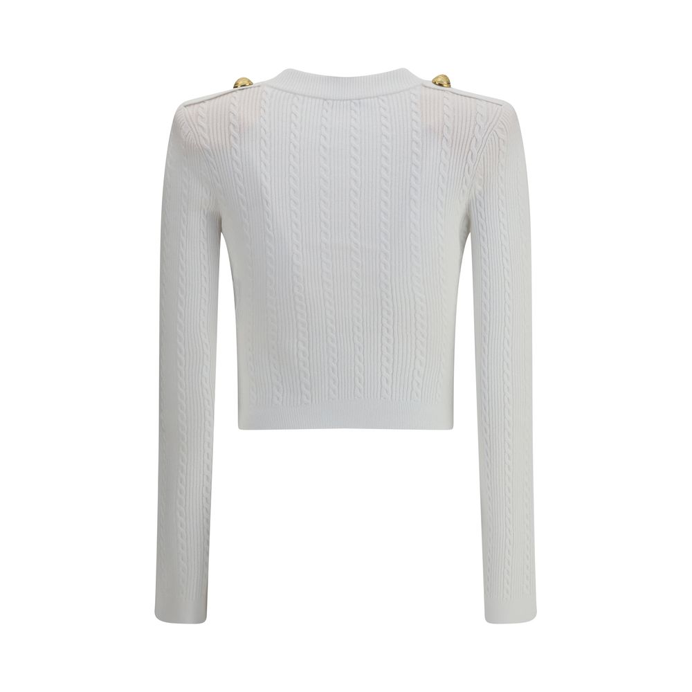 Balmain White Viscose Cardigan