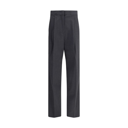 Fabiana Filippi Gray Fleece Wool Casual Pants with diamond thread loop detail, highlighting sophistication and refined elegance.