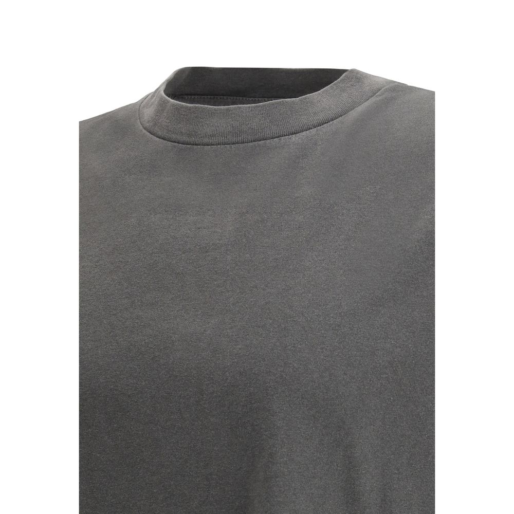 Our Legacy Gray Cotton T-Shirt with ribbed crew neck and monochrome design, perfect for a casual, timeless style. Season: AW25, Fit: Regular.