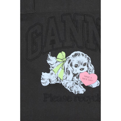 Ganni Black Cotton Shoulder Bag