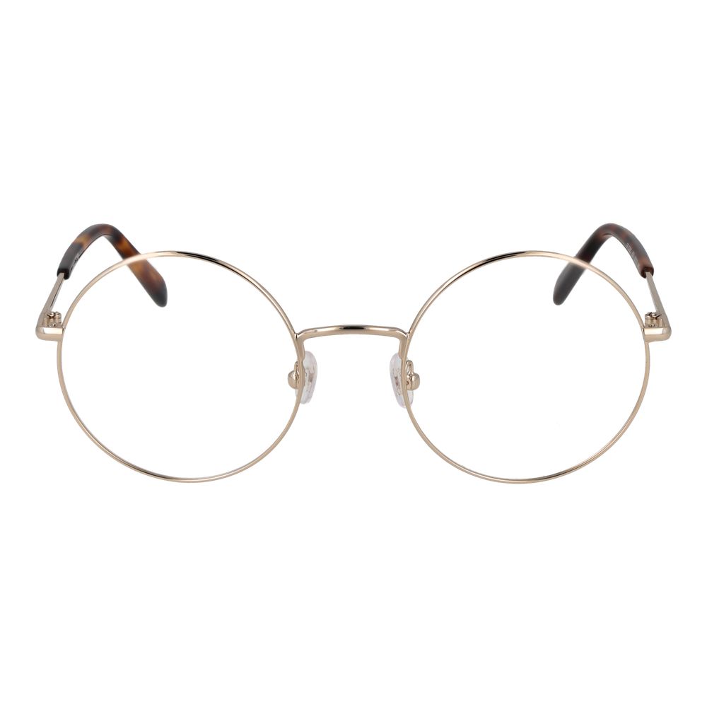 Round Emilio Pucci Gold Women Glasses Frame with full-rim metal design and demo lenses, featuring 53-22-140 size and branded case.