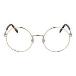 Round Emilio Pucci Gold Women Glasses Frame with full-rim metal design and demo lenses, featuring 53-22-140 size and branded case.