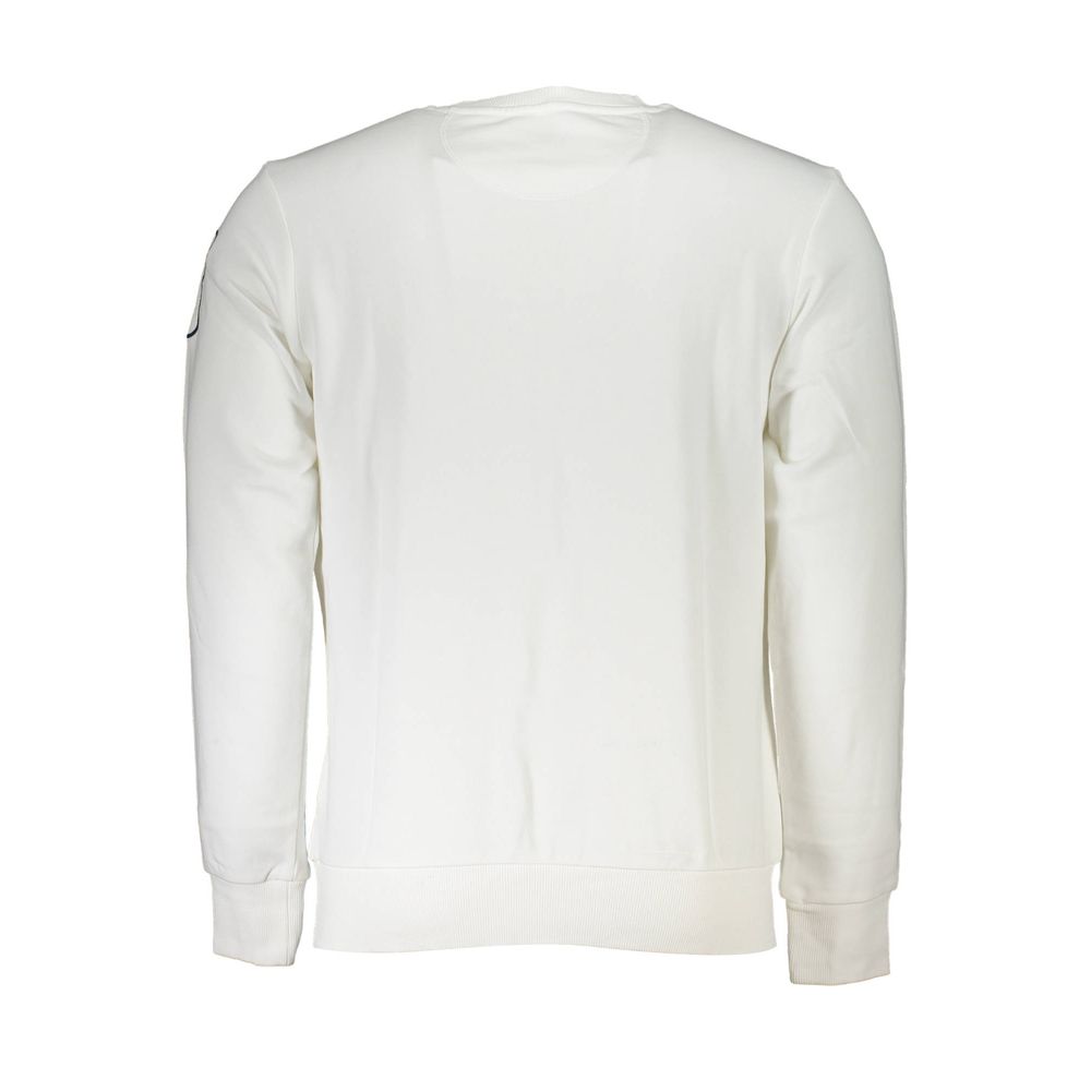 Back view of La Martina White Cotton Men's Sweater showcasing its simple and elegant design with a pure white color.