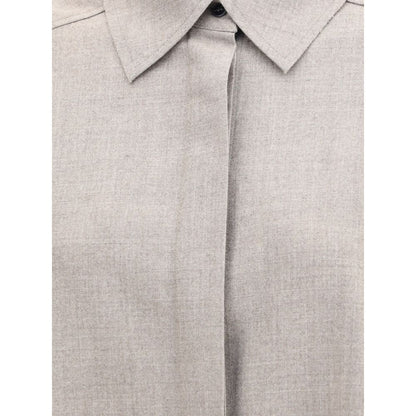 Di Stavnitser Gray Fleece Wool Dress Shirt