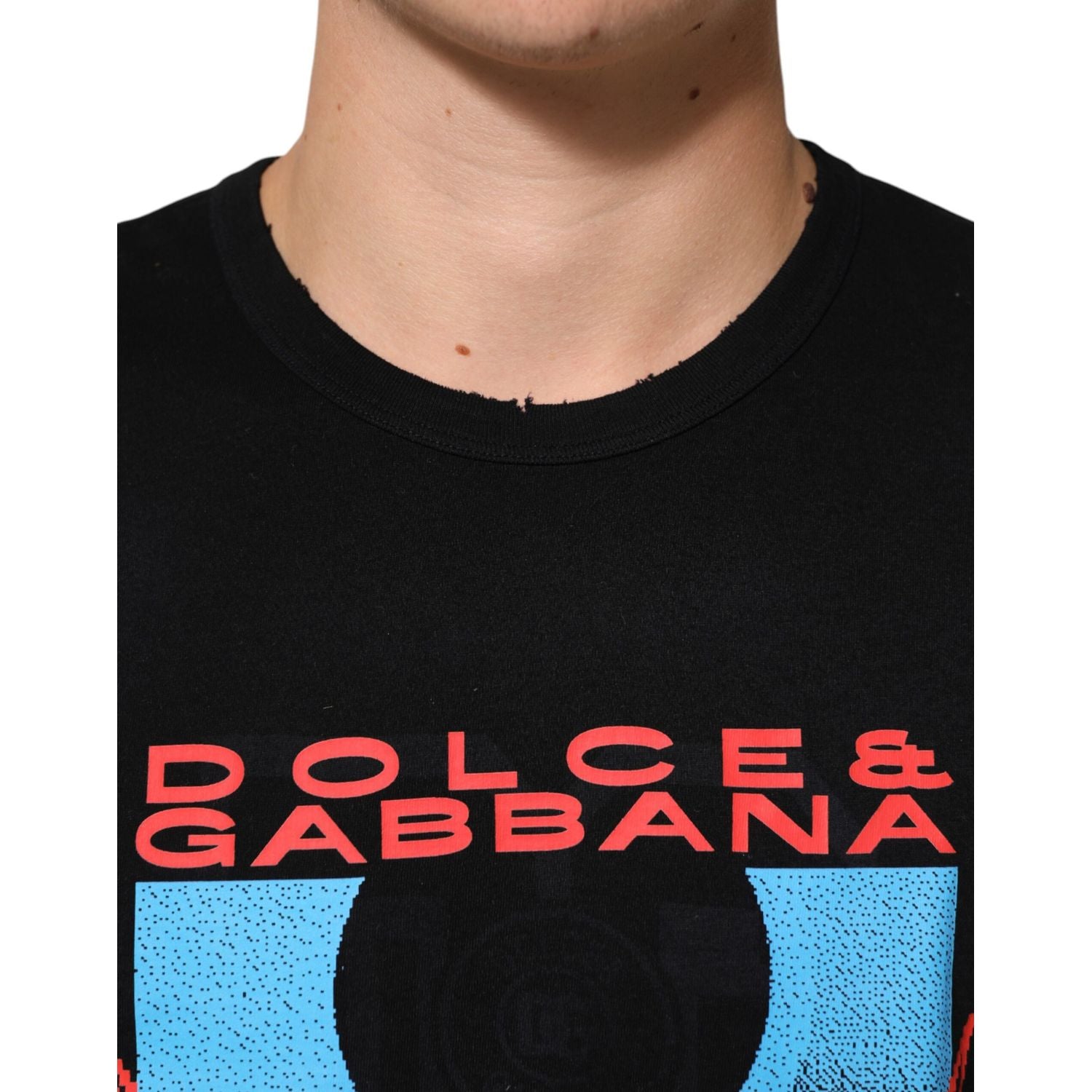 Dolce & Gabbana Black Musical Print Cotton Crew Neck T-shirt