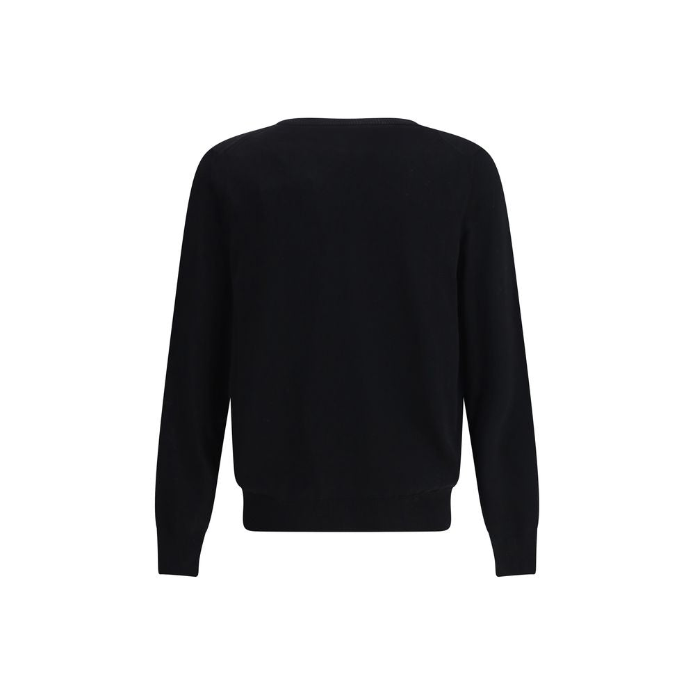 Back view of Alexander McQueen Black Wool Sweatshirt with ribbed cuffs and hem.