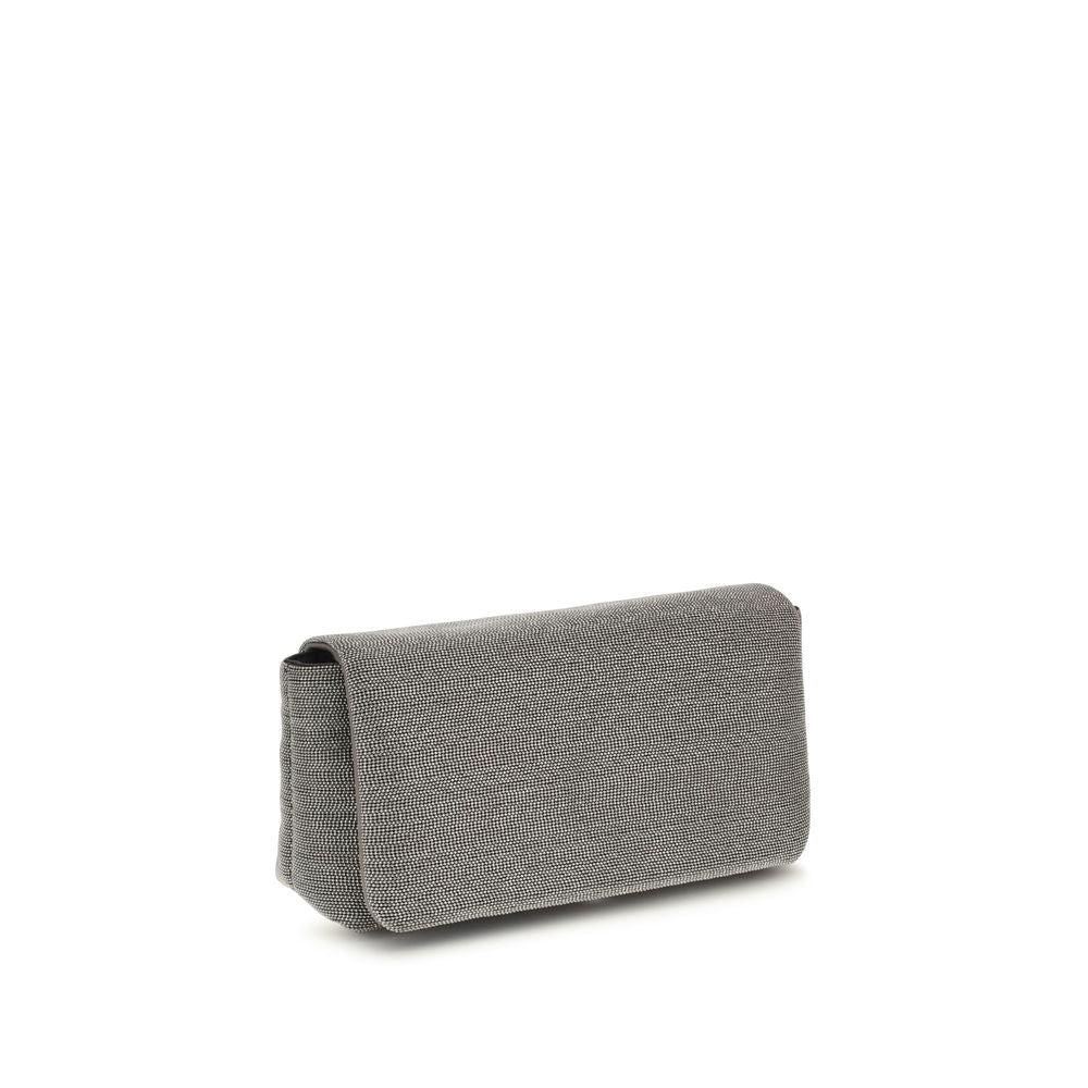 Brunello Cucinelli Gray Leather Shoulder Bag