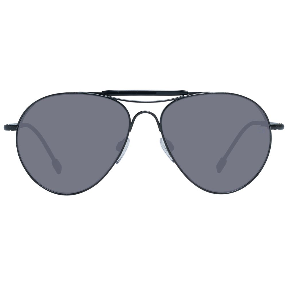 Ermenegildo Zegna Black Titanium Sunglasses for men, aviator style with grey lenses, full-rim black titanium frame, 100% UVA & UVB protection