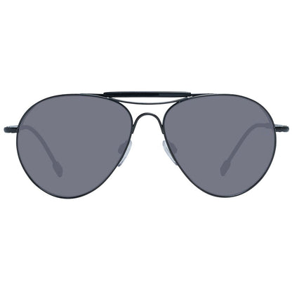 Ermenegildo Zegna Black Titanium Sunglasses for men, aviator style with grey lenses, full-rim black titanium frame, 100% UVA & UVB protection