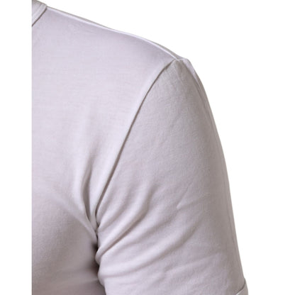 Dolce & Gabbana White Cotton V-Neck Short Sleeves T-shirt