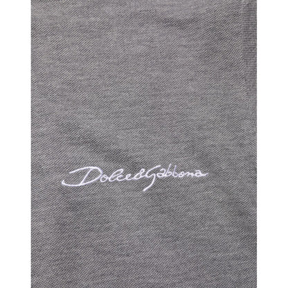 Dolce & Gabbana Gray Logo Embroidery Collared Polo T-shirt