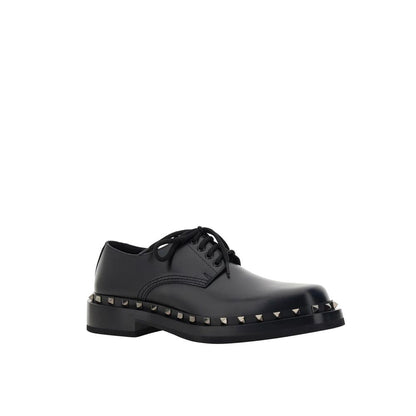 Valentino Garavani Black Calfskin Oxfords And Derbies