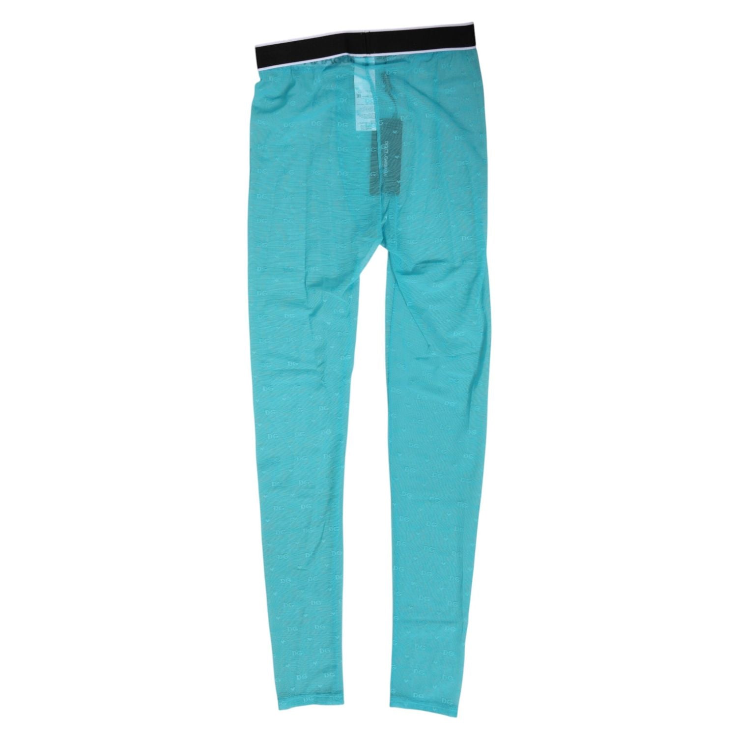 Dolce & Gabbana Light Blue Nylon Logo Lace Leggings Pants Underwear