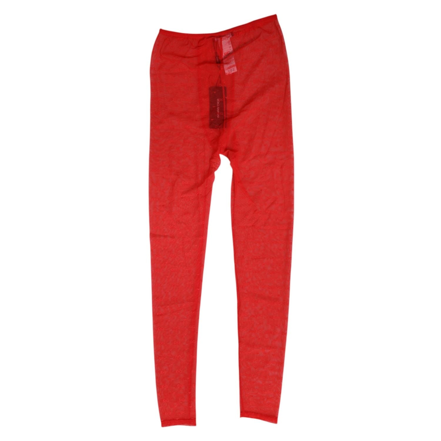 Dolce & Gabbana Red Nylon Logo Lace Leggings Pants Underwear