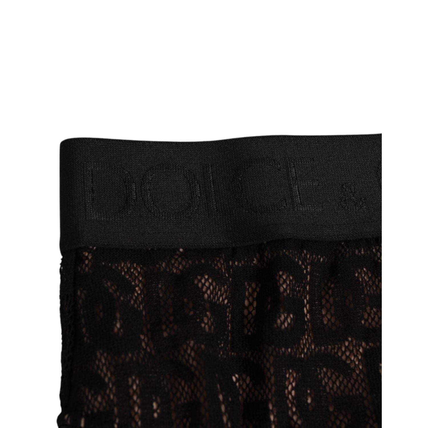 Dolce & Gabbana Black DG Logo Lace High Brief Panty Underwear
