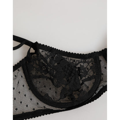 Dolce & Gabbana Black Floral Underwired Balconette Bra Underwear