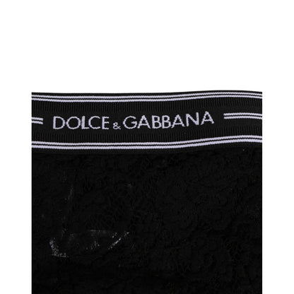 Dolce & Gabbana Black Lace Slip Brief Logo Waistband Underwear