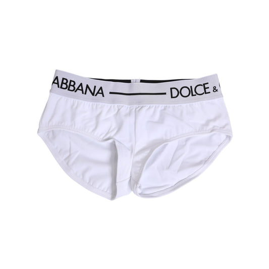 Dolce & Gabbana White Nylon Logo Waistband Shorts Underwear with iconic branding, sleek and stylish design, made in Italy.