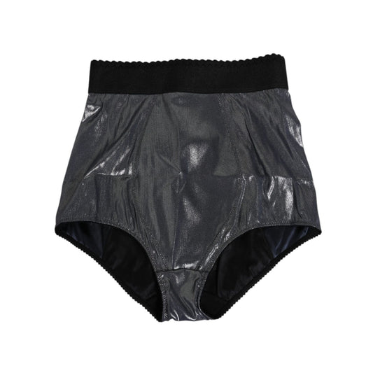 Dolce & Gabbana Gray Silk Stretch Slip Girdle Panty Underwear with logo details, made of silk and stretch fabric, made in Italy.