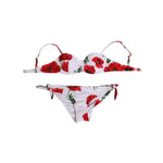 Dolce & Gabbana White Floral Swimsuit 2 Piece Top Bottom Swimwear, elegant padded underwire design with colorful floral prints made in Italy.