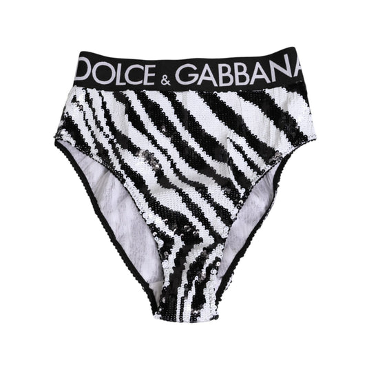 Dolce & Gabbana Black White Stripes High Waist Panty Underwear