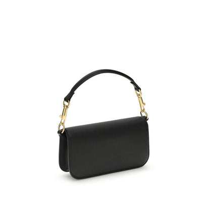 Valentino Garavani Black Calf Leather Bos Taurus Shoulder Bag with removable handle and VLogo plaque