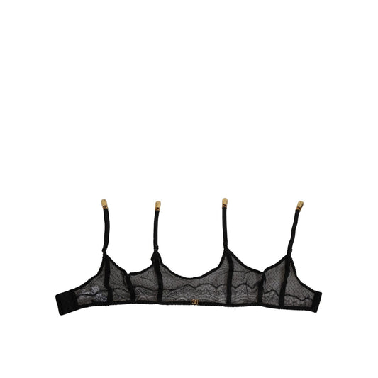 Dolce & Gabbana Black Floral Lace Nylon Strap Garter Underwear
