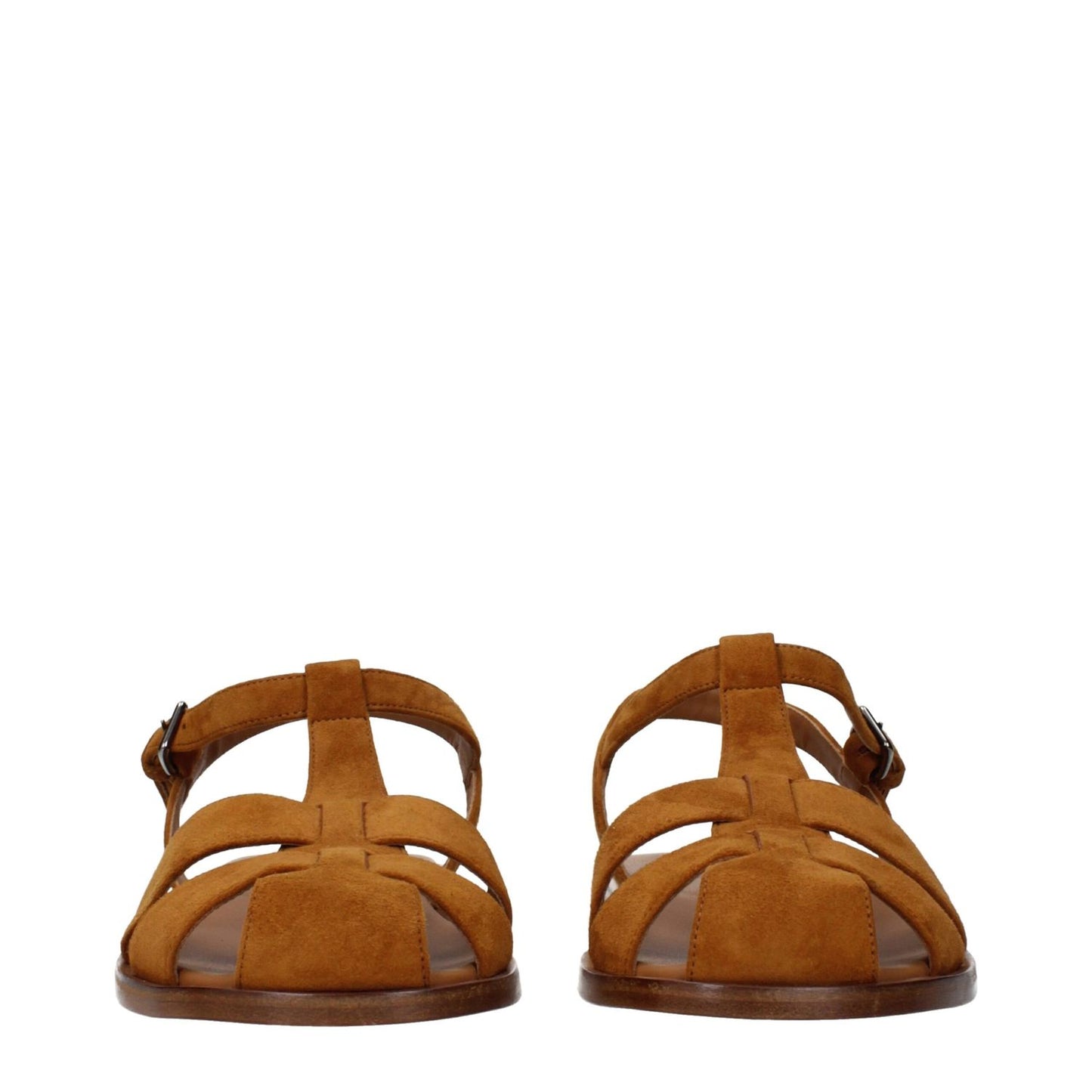 Church's Brown Leather Sandals with suede finish, MPN DX01139HVF0AEY, product code F84583, front view.