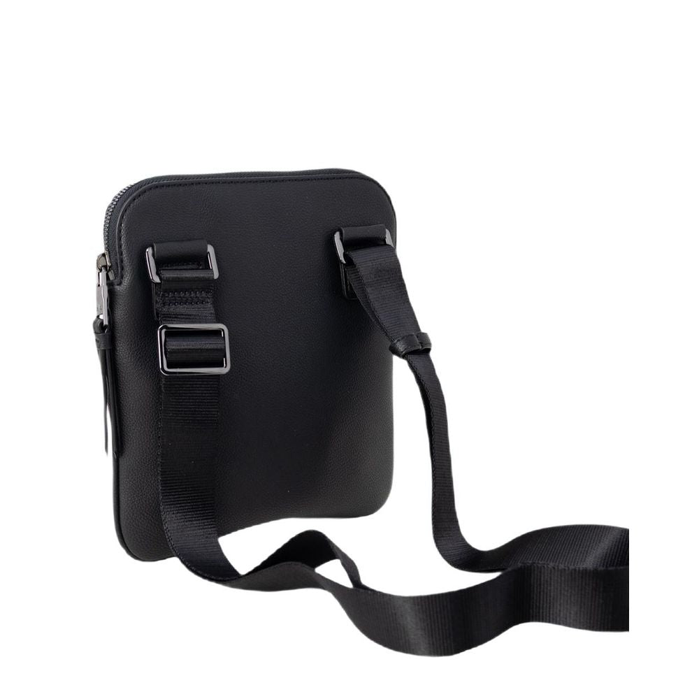 Armani Exchange Black Polyester Messenger Bag back view, showcasing adjustable strap and durable design for everyday use.