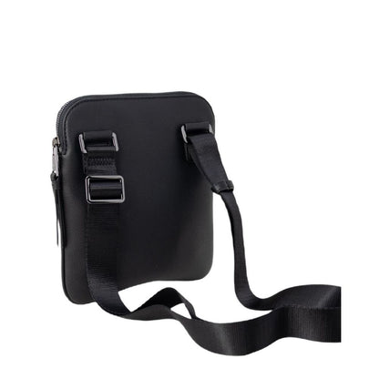Armani Exchange Black Polyester Messenger Bag back view, showcasing adjustable strap and durable design for everyday use.