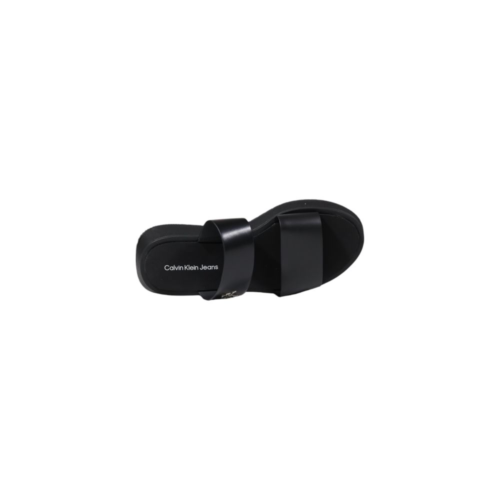 Calvin Klein Jeans Black Leather Sandals 1728,71956299936,Black,Calvin Klein Jeans,EU40/US10,Flat - Sandals - Shoes,New with tags,Sandals - Shoes,Shoes,Women