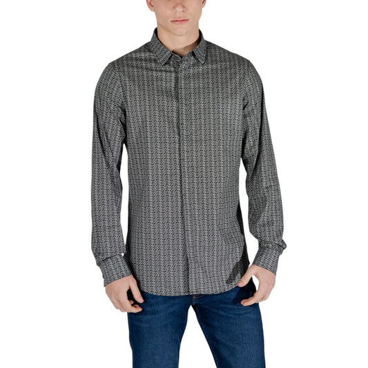 Armani Exchange Black Cotton Pattern Shirt 1728,71956299936,Armani Exchange,Black,Clothing,IT42 | XS,Men,New with tags,Pattern - Shirts - Clothing,Shirts - Clothing