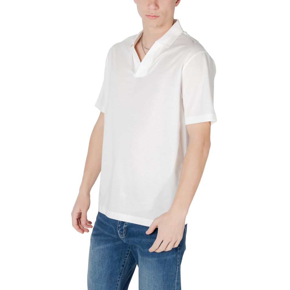 Armani Exchange White Cotton Polo Shirt