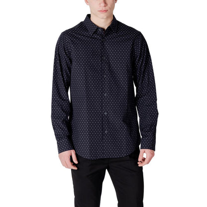 Armani Exchange Blue Cotton Pattern Shirt 1728,71956299936,Armani Exchange,Blue,Clothing,IT44 | S,Men,New with tags,Pattern - Shirts - Clothing,Shirts - Clothing