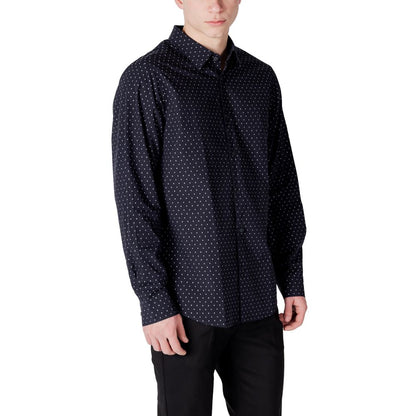 Armani Exchange Blue Cotton Pattern Shirt 1728,71956299936,Armani Exchange,Blue,Clothing,IT44 | S,Men,New with tags,Pattern - Shirts - Clothing,Shirts - Clothing