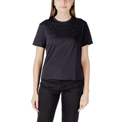 Jacqueline De Yong Black Cotton T-Shirt