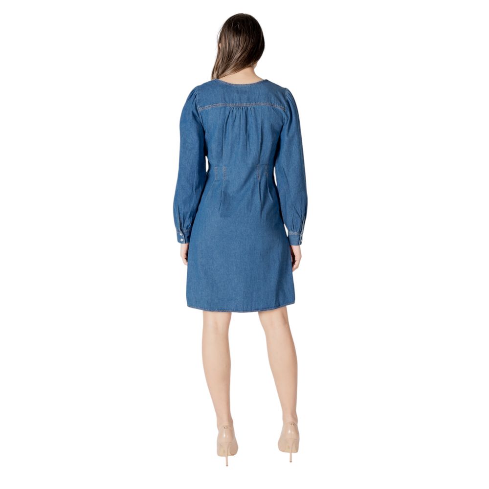 ICHI Blue Cotton Short Dress