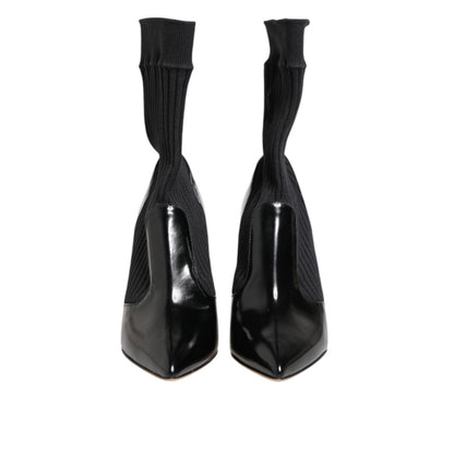 Dolce & Gabbana Black Stretch Stilettos Booties Socks Shoes